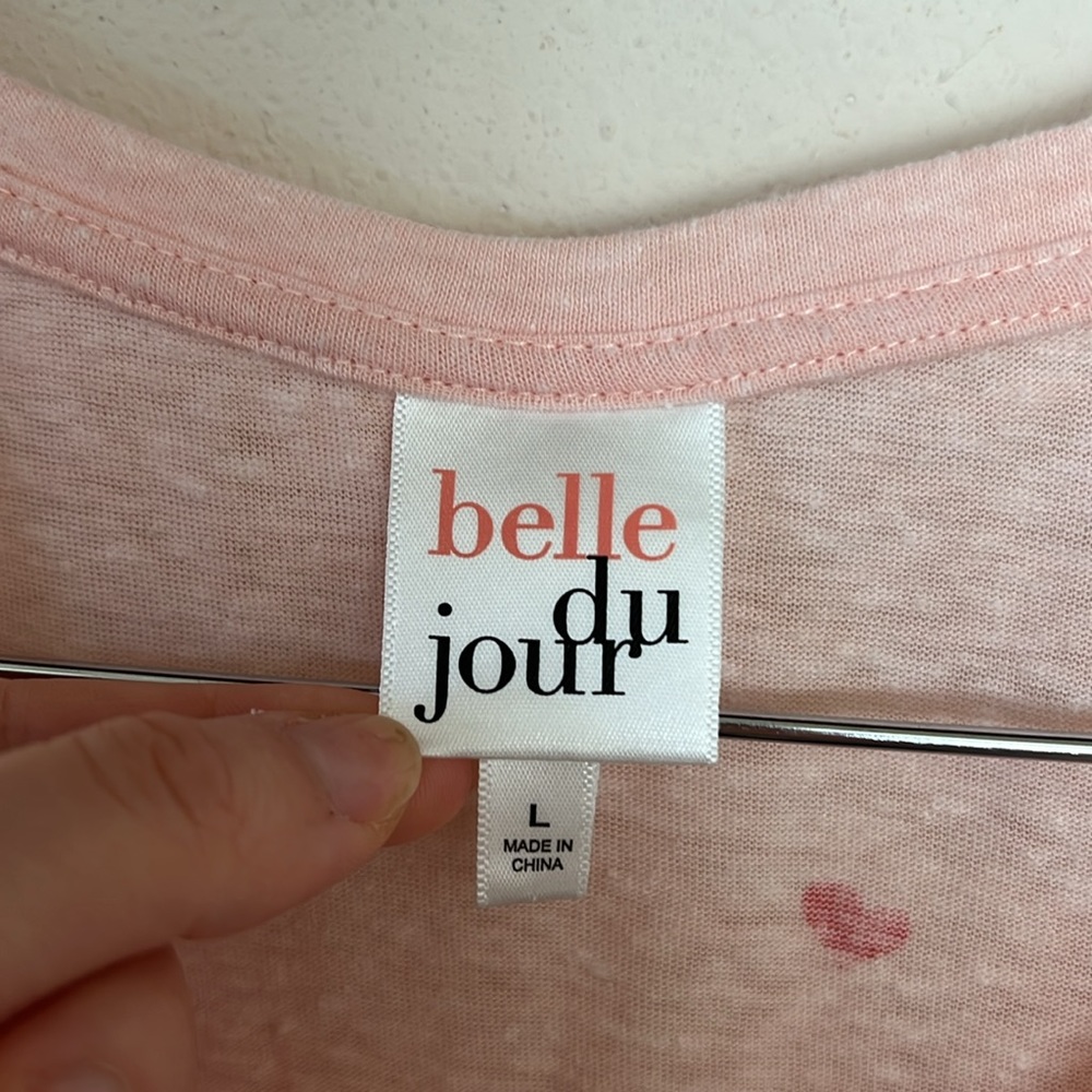 Belle Du Jour Pink Heart Women's Top Valentines Day Love Red Size Large - Picture 6 of 10